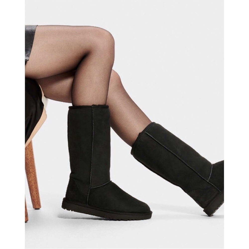 UGG • Classic Tall Sheepskin boots black shearling sherpa suede knee winter 5815